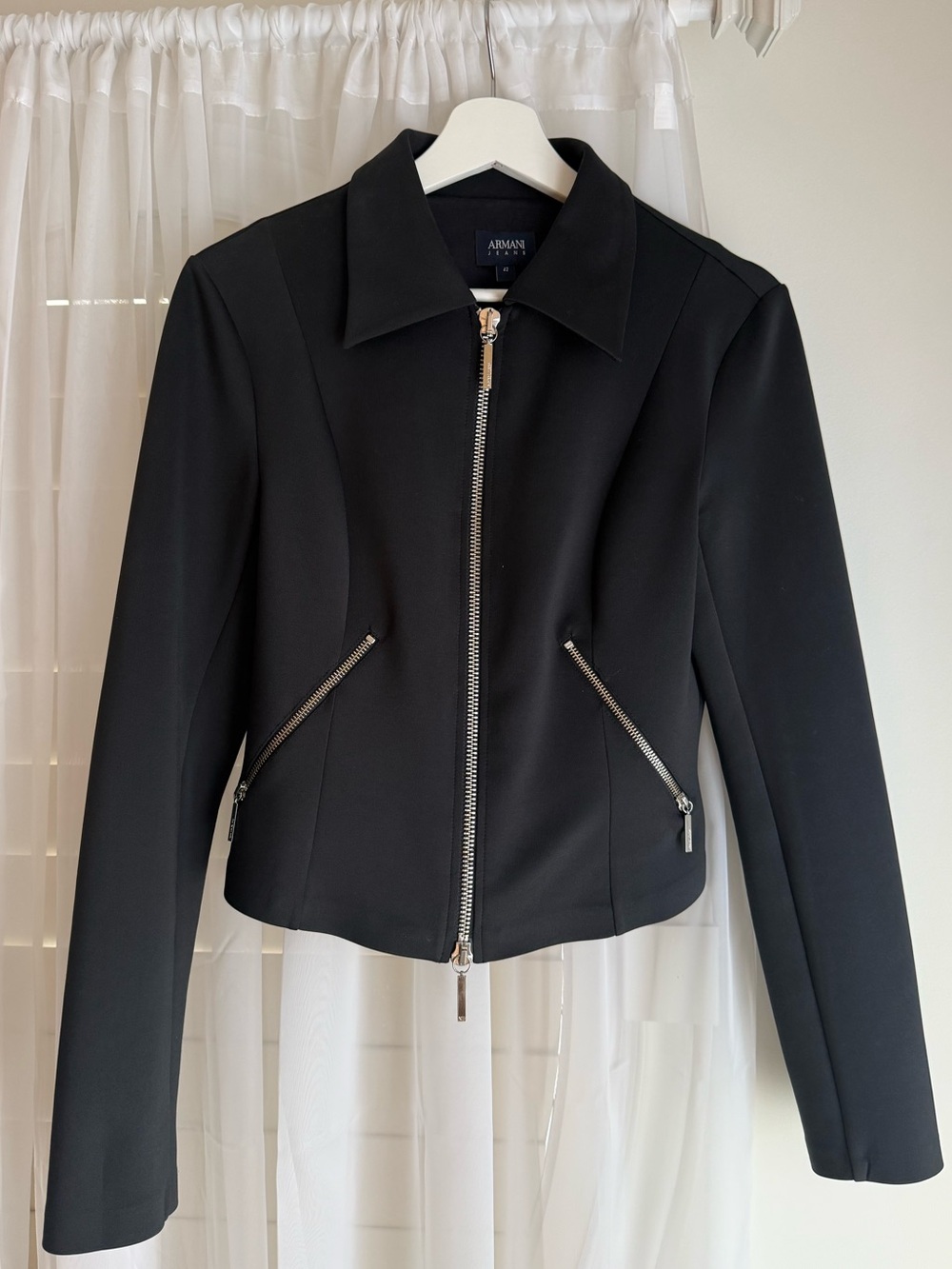 Armani Jeans Women's Black Zip-Front Jacket